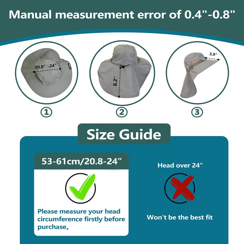 Solaris Sun Hat with Neck Flap, UPF 50 Sun Protection Lightweight Sun Cap for Men Women, Wide Brim Hat for Fishing Hiking Beach Safari, Gray - Image 5